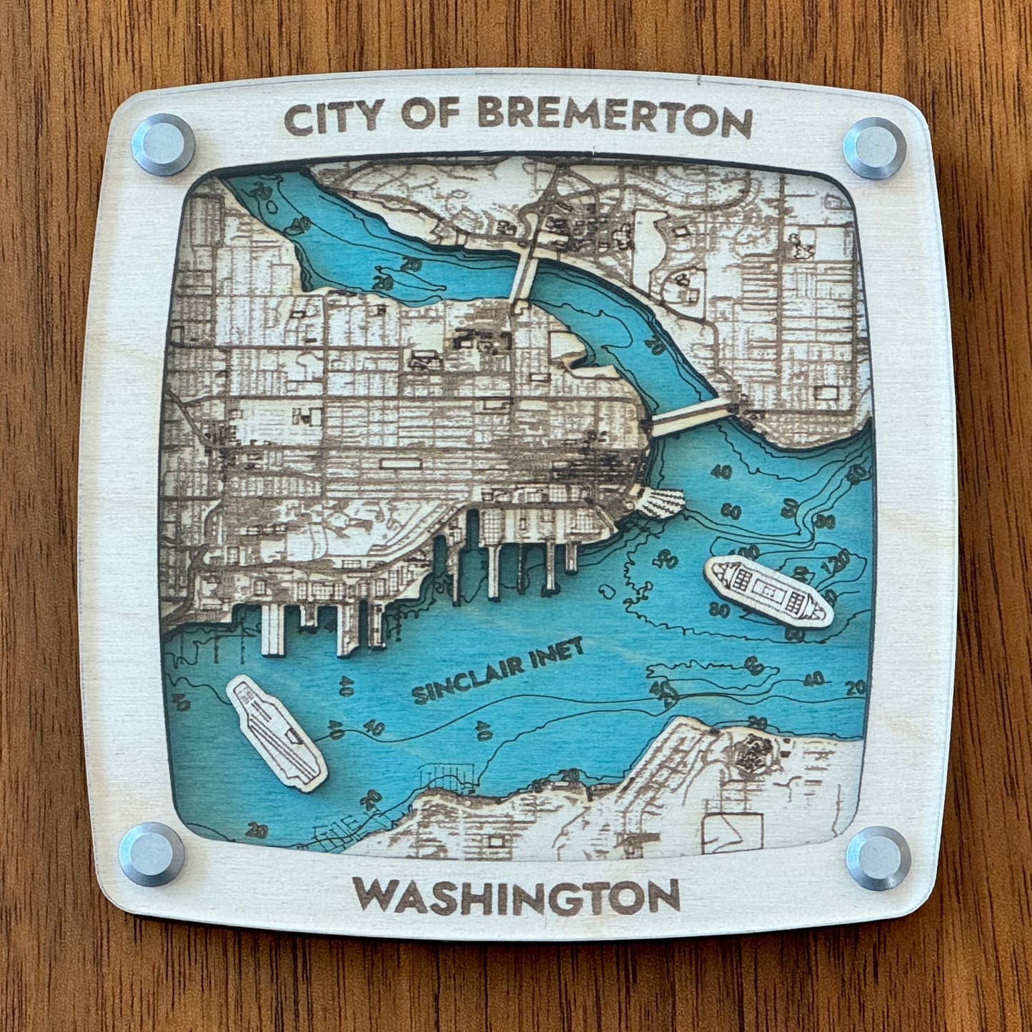 City of Bremerton Coaster – Handcrafted Baltic Birch Art