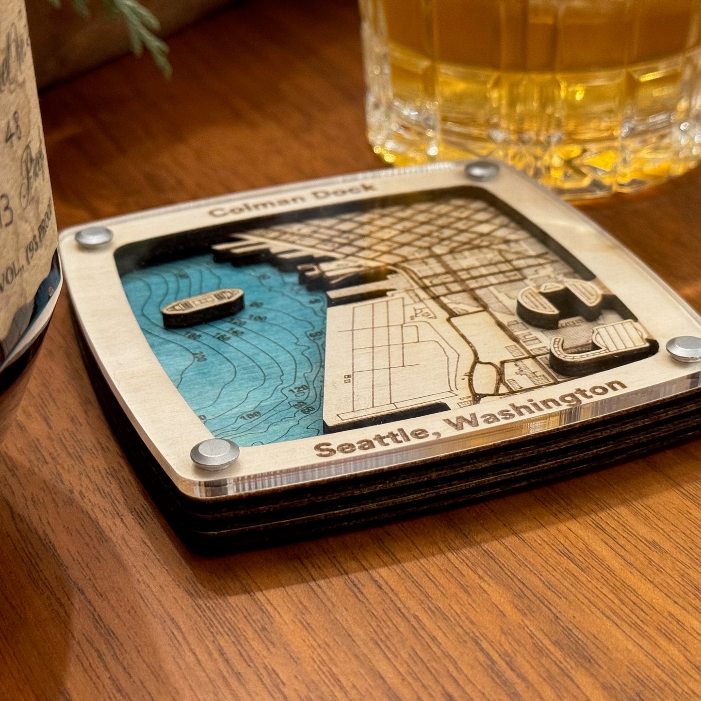 Green Lake Park, Seattle Washington Drink Coaster Coaster – Handcrafted Baltic Birch Art