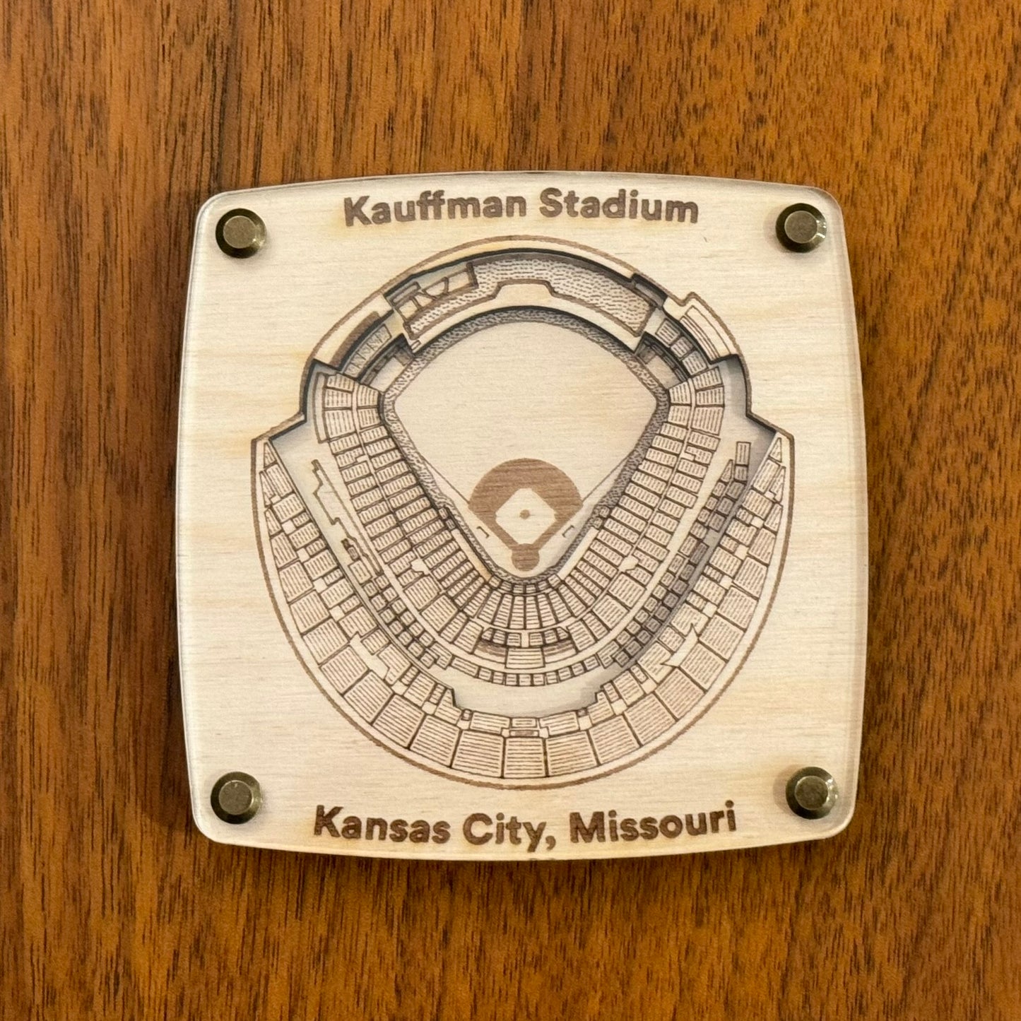 Kauffman Stadium - Royals - Kansas City, Missouri Coaster – Handcrafted Baltic Birch Art