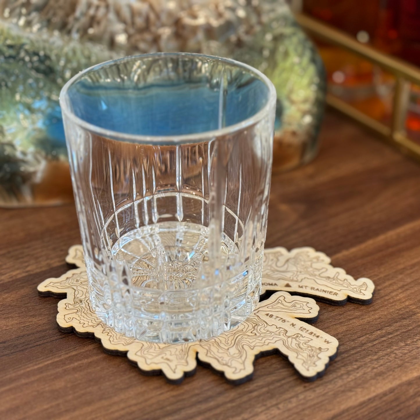 Mt Rainier Topography Coaster - Handcrafted Baltic Birch Art