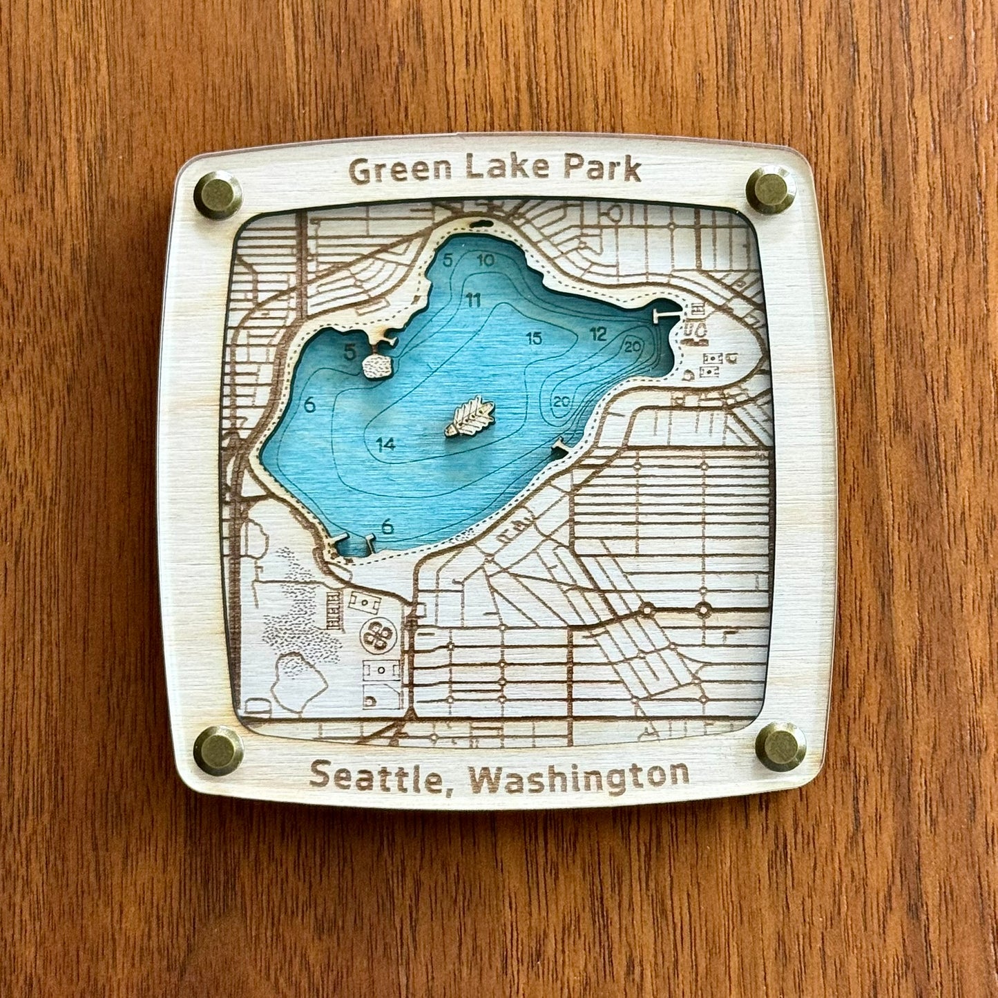 Green Lake Park, Seattle Washington Drink Coaster Coaster – Handcrafted Baltic Birch Art