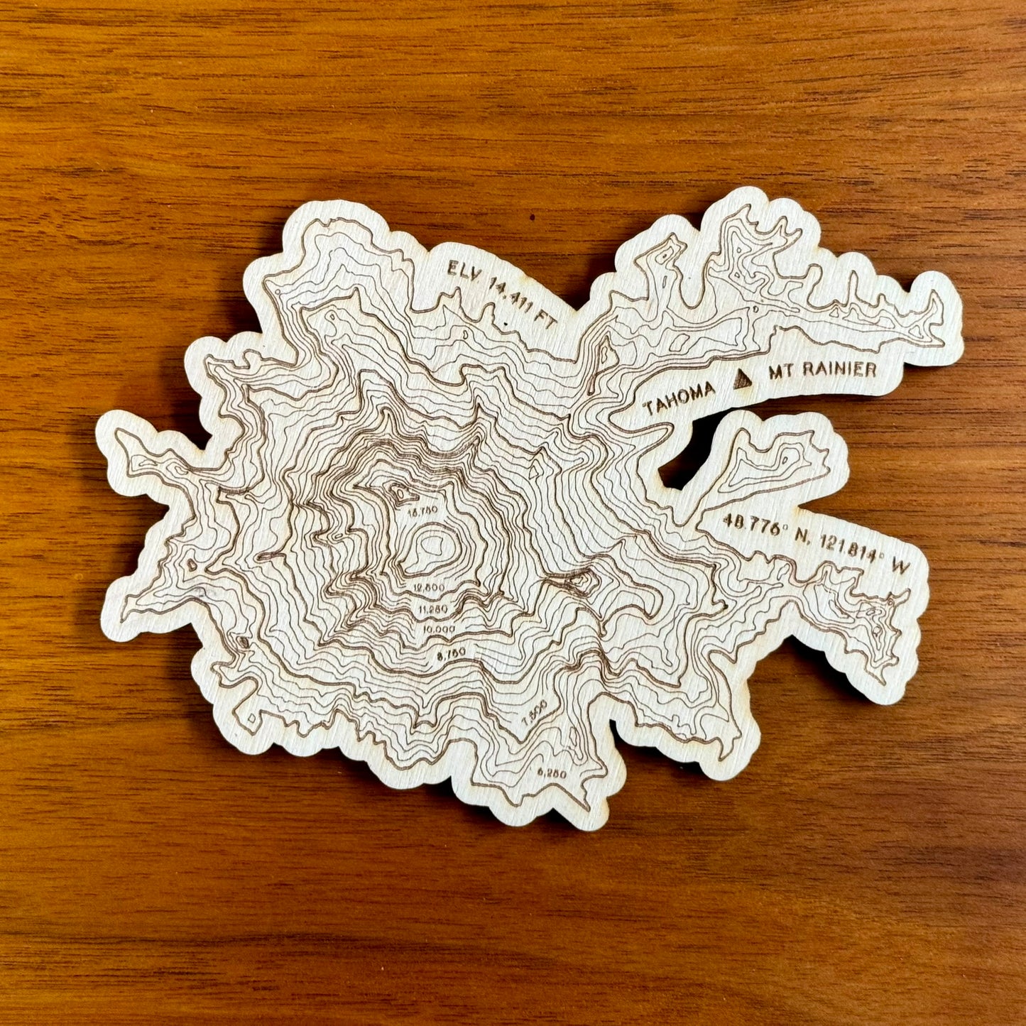 Washington Volcanoes Topography Coasters Coaster – Handcrafted Baltic Birch Art