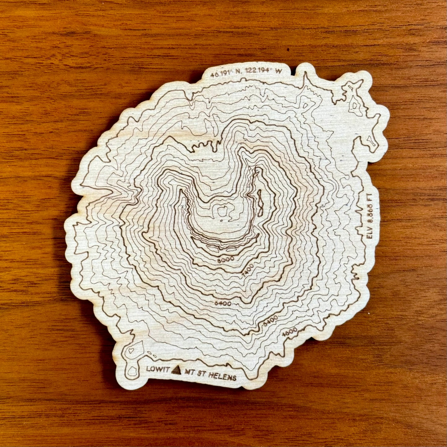 Washington Volcanoes Topography Coasters Coaster – Handcrafted Baltic Birch Art