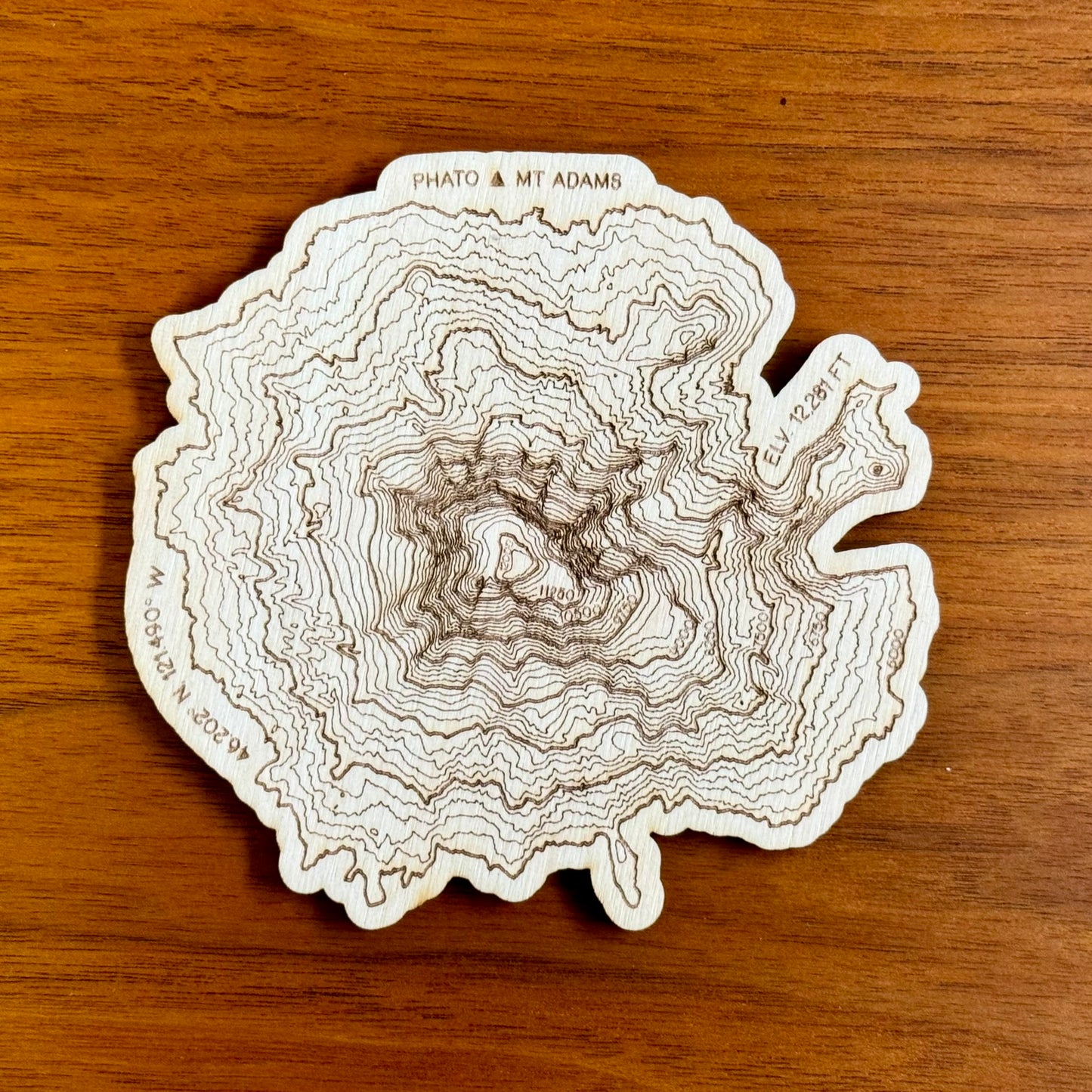 Washington Volcanoes Topography Coasters Coaster – Handcrafted Baltic Birch Art