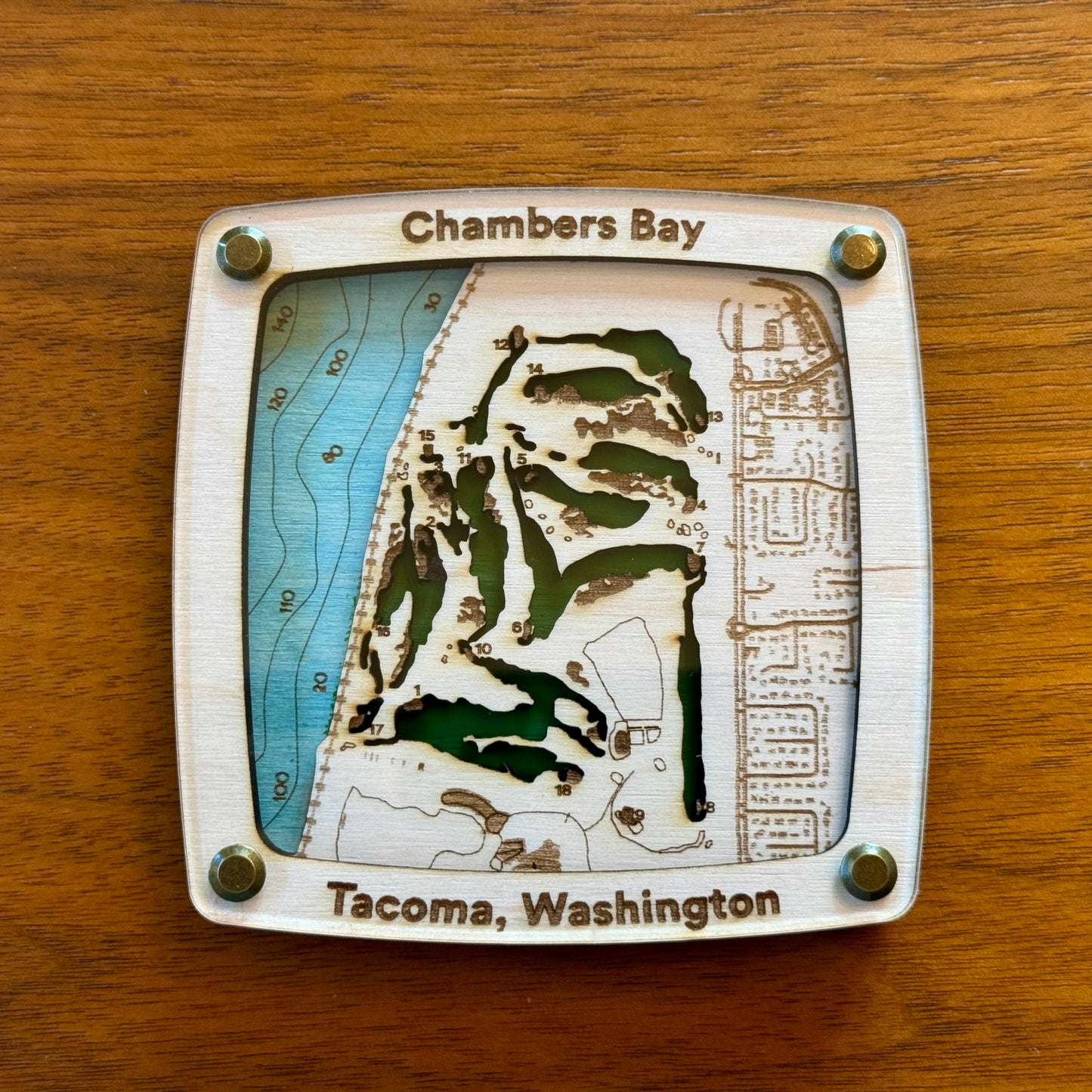 Chambers Bay Golf Course, Tacoma Washington Drink Coaster Coaster – Handcrafted Baltic Birch Art