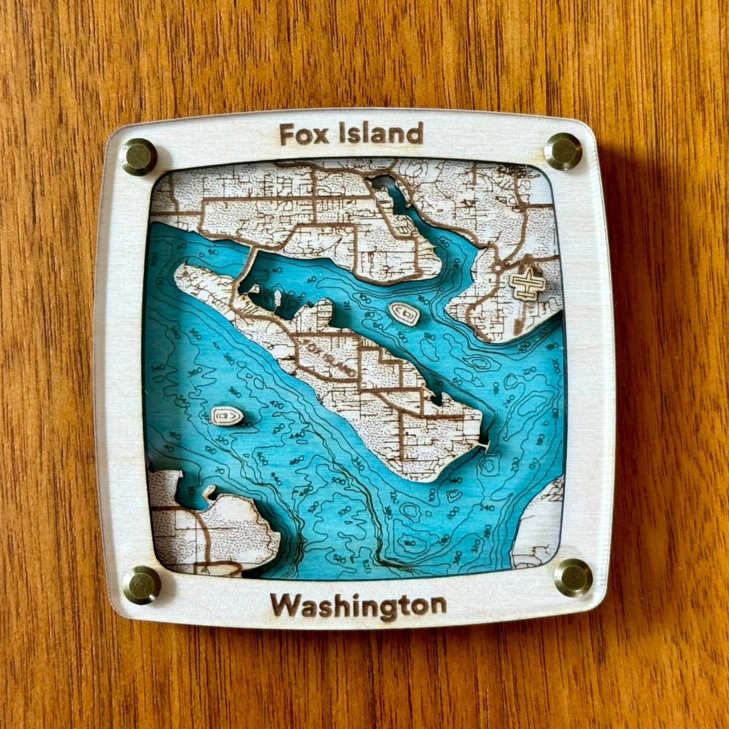 Fox Island Washington Coaster Art Coaster – Handcrafted Baltic Birch Art