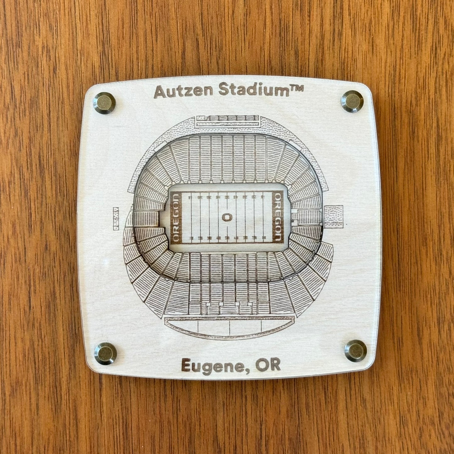 Autzen Stadium™ University of Oregon Ducks Coaster – Handcrafted Baltic Birch Art