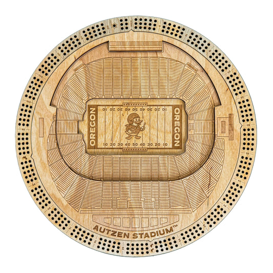 University of Oregon Autzen Stadium Cribbage Board – 12" 3-Layer Blueprint Style | Oregon Ducks Gift | The Duck Game Night Decor