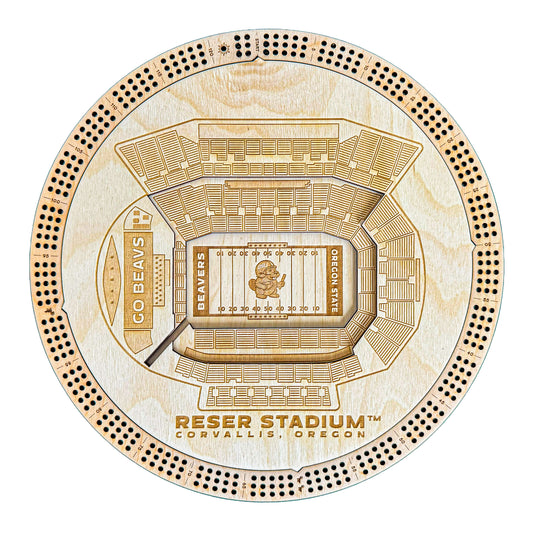 Oregon State Beavers Reser Stadium 3-Layer - Laser Cut Blueprint Design Cribbage – Handcrafted in Edmonds, Washington