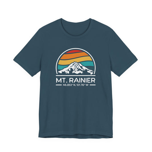 Mountain Retro Tee, Mt Rainier Vintage T-Shirt, Outdoor Hiking Shirt, Nature Lover Gift, Adventure Unisex Top