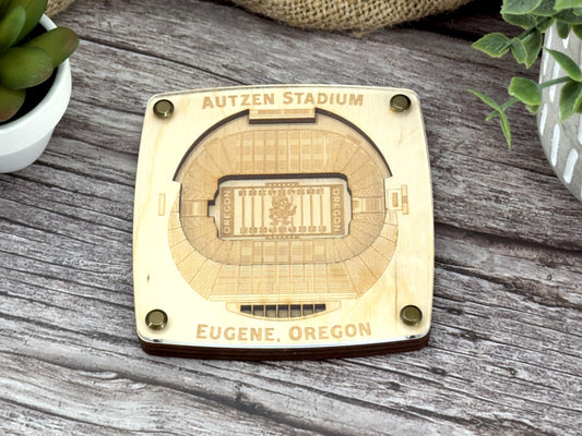 Autzen Stadium™ University of Oregon Ducks Coaster – Handcrafted Baltic Birch Art