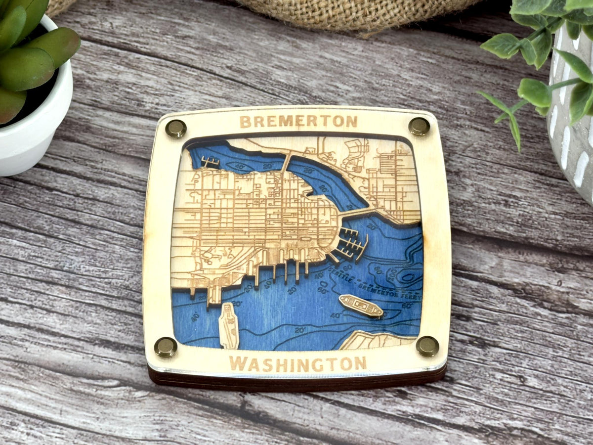 City of Bremerton Coaster – Handcrafted Baltic Birch Art