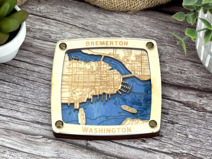 City of Bremerton Coaster – Handcrafted Baltic Birch Art