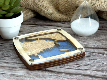 City of Bremerton Coaster – Handcrafted Baltic Birch Art