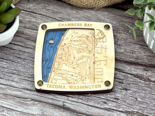 Chambers Bay Golf Course, Tacoma Washington Drink Coaster Coaster – Handcrafted Baltic Birch Art