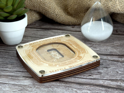 Climate Pledge Arena Coaster - Seattle Kraken Coaster – Handcrafted Baltic Birch Art