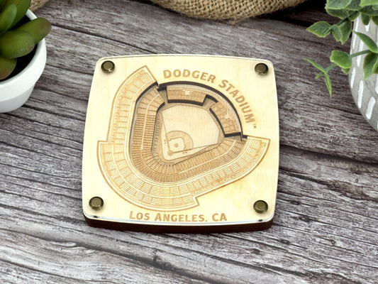 Dodger Stadium - Los Angeles Dodgers - Los Angeles, California Coaster – Handcrafted Baltic Birch Art