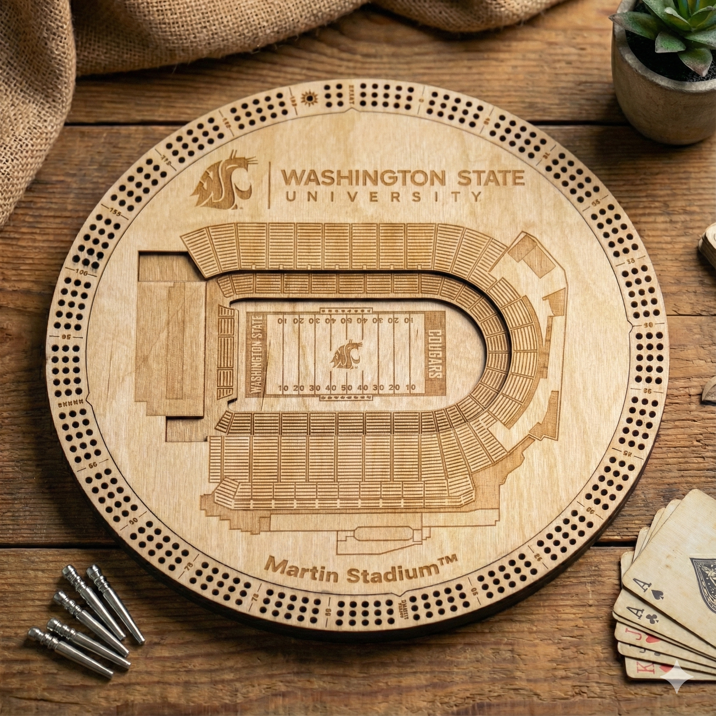 Martin Stadium Cribbage Board - Washington State University | Officially Licensed | WSU Cougs Gift