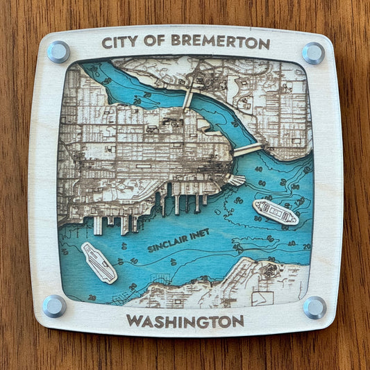 City of Bremerton Wooden Drink Coaster