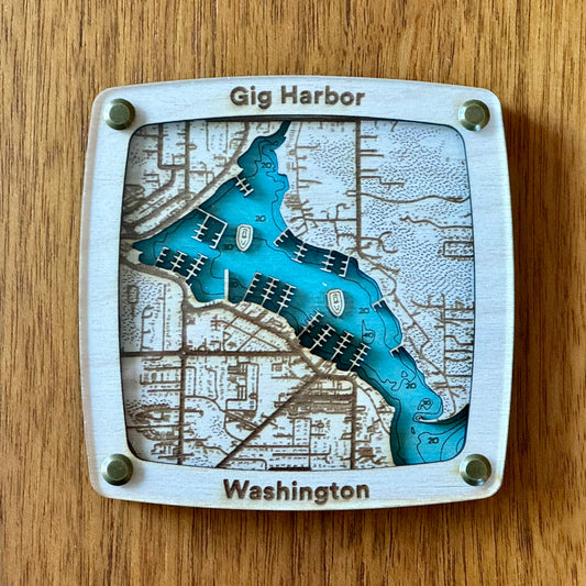 Gig Harbor Topographical Drink Coaster