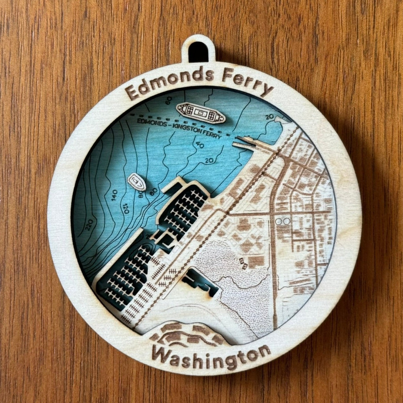 Edmonds City Map Wooden Ornament