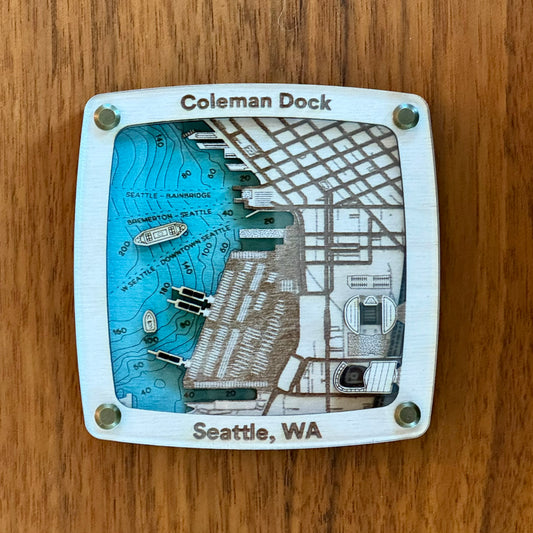 Seattle Colman Dock Wooden Drink Coaster