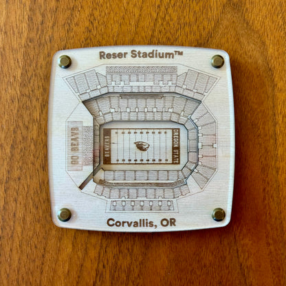 Reser Stadium™ Oregon State University Beavers Coaster – Handcrafted Baltic Birch Art