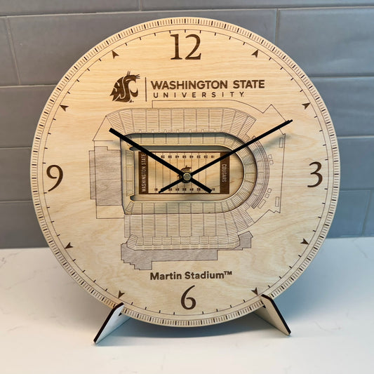 Martin Stadium Washington State University 3D Clock 12" Diameter