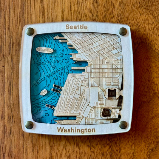 Seattle Colman Dock Coaster – Handcrafted Baltic Birch Art