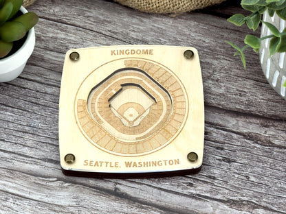KINGDOME Seattle, WA - Mariners / Seahawks Coaster Coaster – Handcrafted Baltic Birch Art