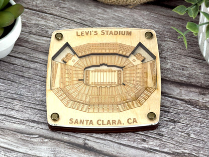 Levi’s Stadium Coaster – 3 Layer Baltic Birch Wood Laser Cut Map Art
