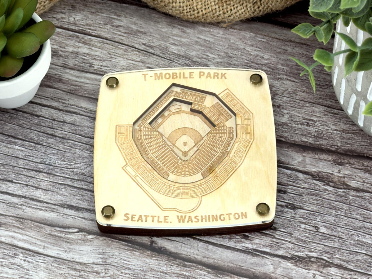 T-Mobile Park Coaster - Seattle Mariners Coaster – Handcrafted Baltic Birch Art