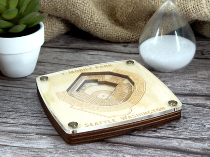T-Mobile Park Coaster - Seattle Mariners Coaster – Handcrafted Baltic Birch Art