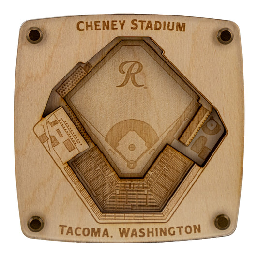 Cheney Stadium - Tacoma Rainiers, Tacoma Defiance - Tacoma, WA Coaster – Handcrafted Baltic Birch Art
