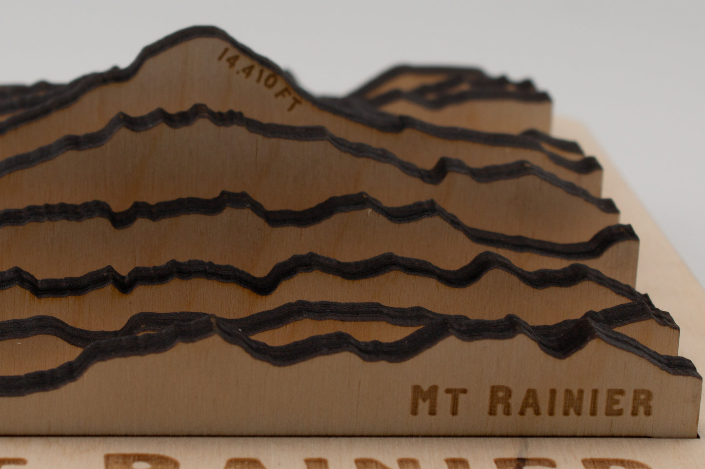 Mount Rainier 3-D Wooden Mountain Model – Laser-Cut Topographic Desk Sculpture – Perfect Hiker & PNW Gift