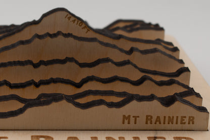 Mount Rainier 3-D Wooden Mountain Model – Laser-Cut Topographic Desk Sculpture – Perfect Hiker & PNW Gift