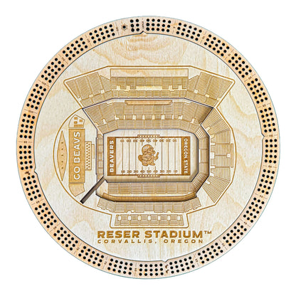 Oregon State Beavers Reser Stadium 3-Layer   - Laser Cut Blueprint Design Cribbage – Handcrafted in Edmonds, Washington