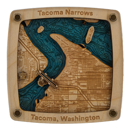 Tacoma Narrows Drink Coaster Coaster – Handcrafted Baltic Birch Art