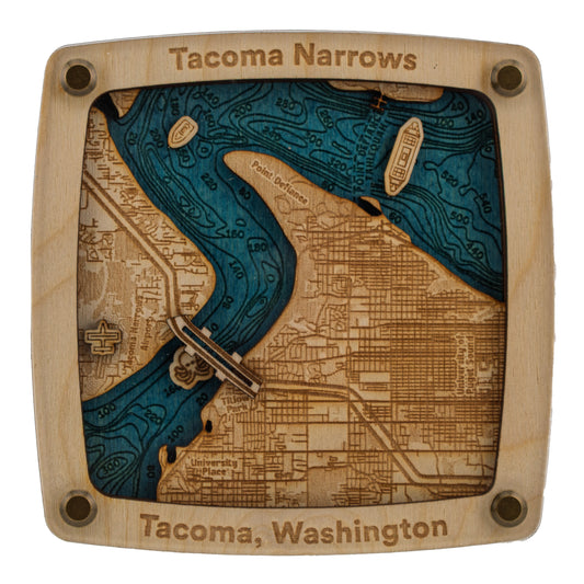 Tacoma Narrows Drink Coaster Coaster – Handcrafted Baltic Birch Art
